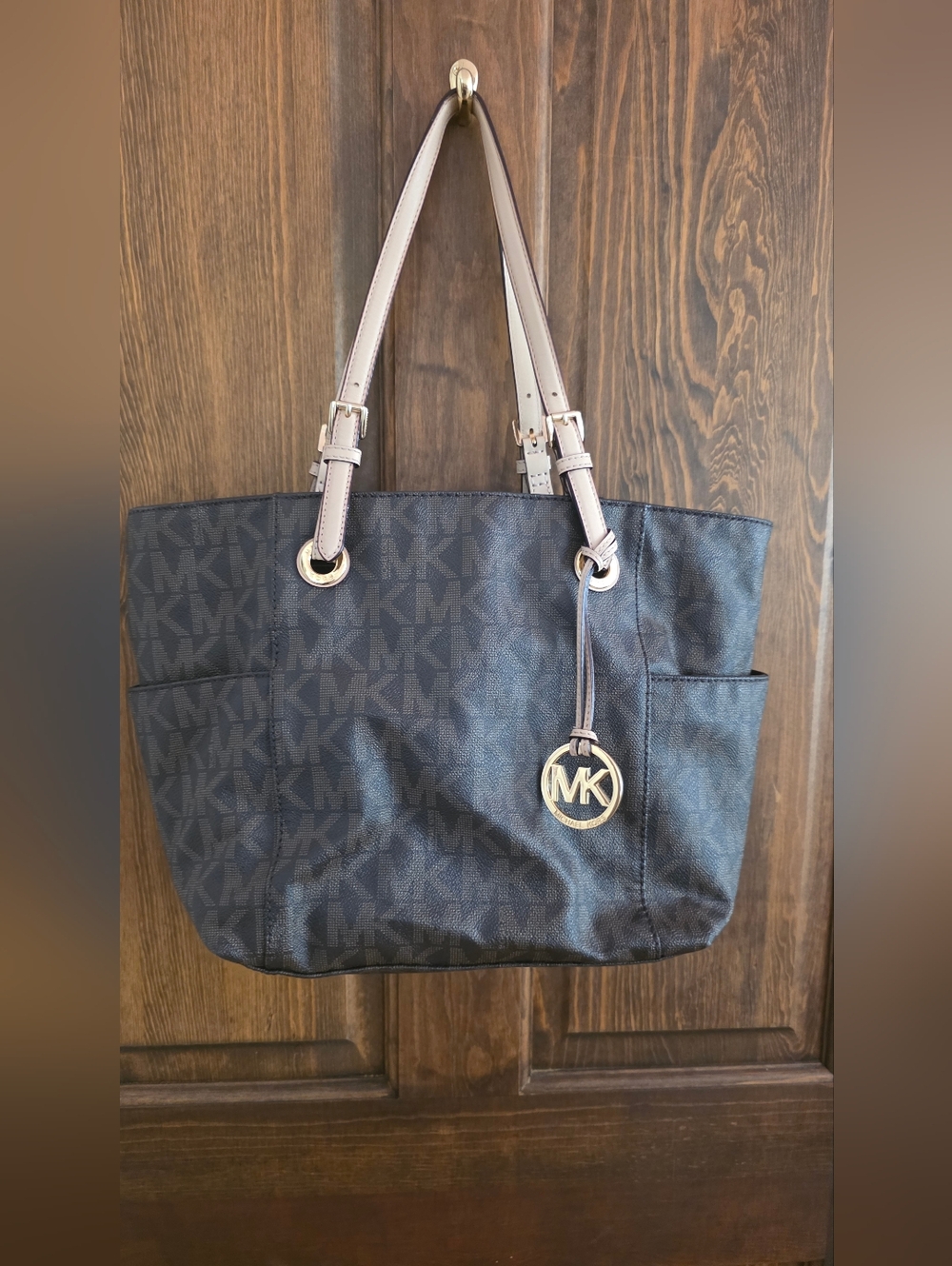 Michael Kors Black and Tan  Logo Tote
